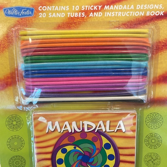 New Mandala Sand Art Colorful Activity Kit w/ 10 Sticky Designs & 20 Sand Tubes - Picture 2 of 8